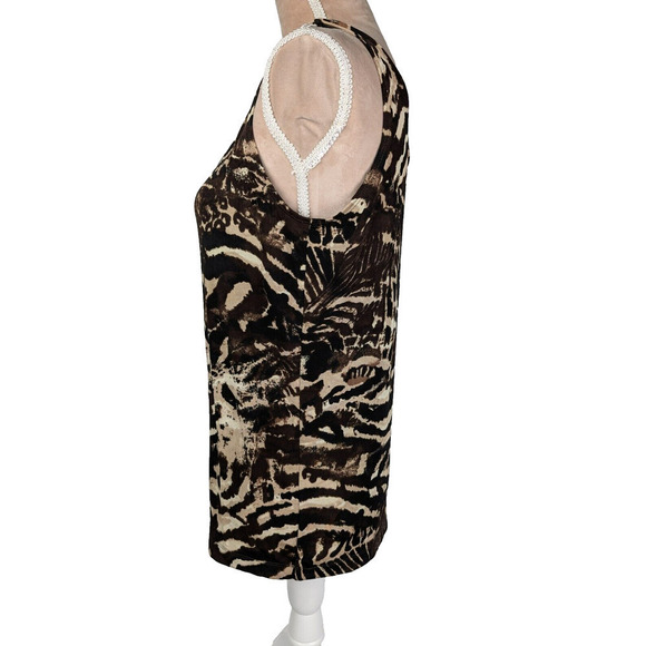 Chicos Travelers Tank Top Animal Print Safari Cheetah Zebra Brown Large - Picture 2 of 7